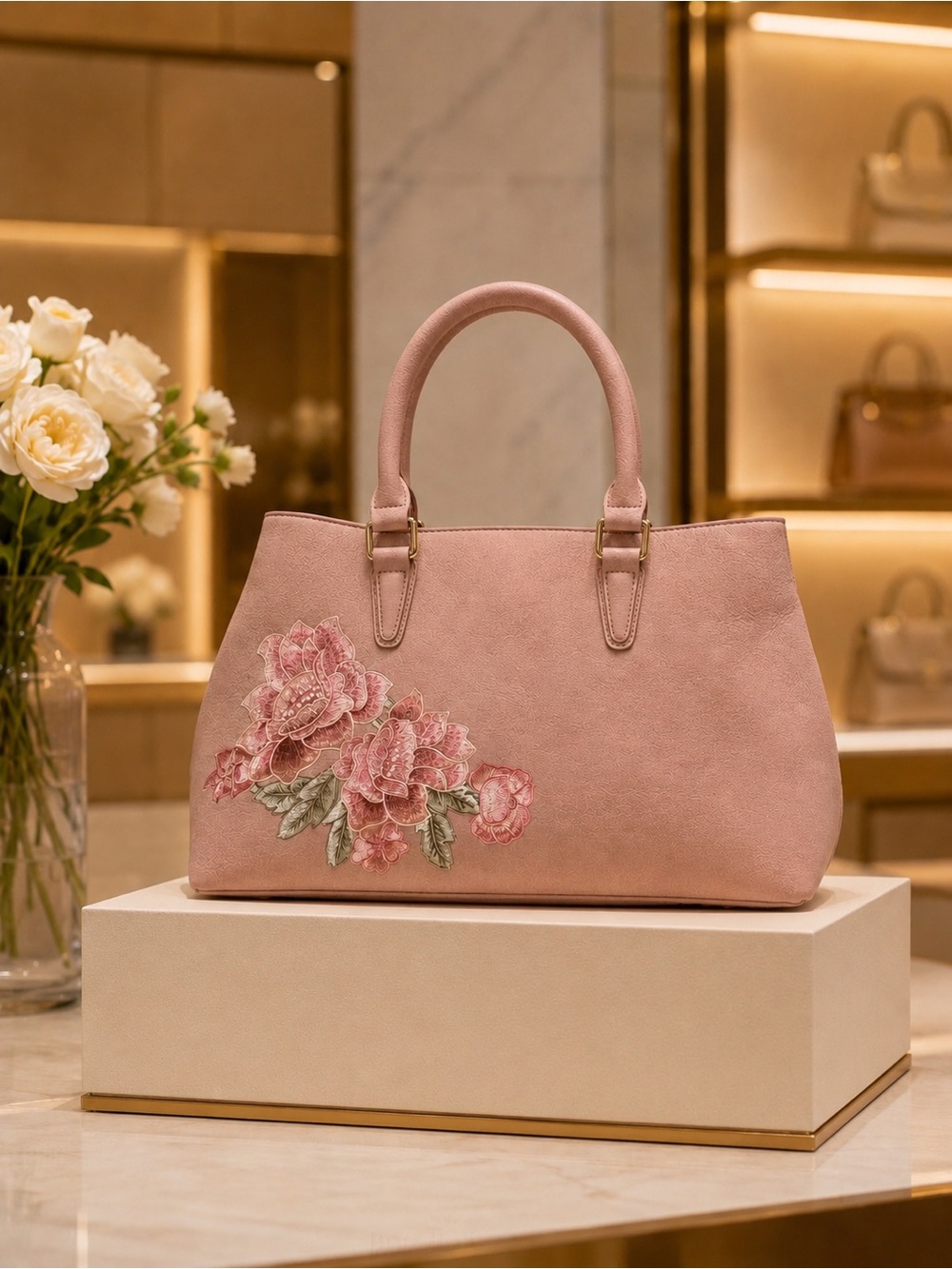 Elegant Pink Floral Appliqué by Imoshion